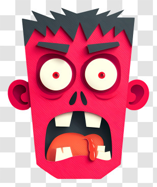 Zombie Head With Drooling Mouth - Scary Red Monster Face Transparent PNG