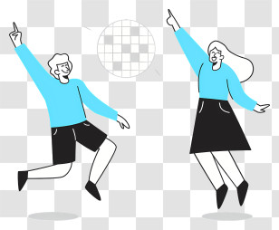 Disco Ball - Cartoon Characters Dancing At Disco Transparent PNG
