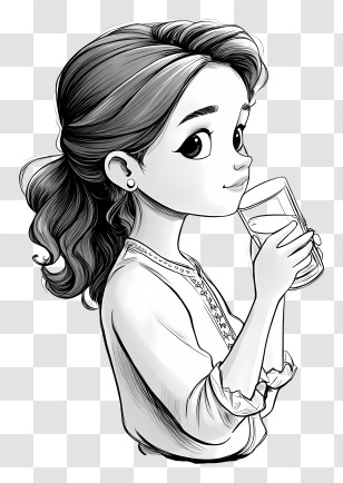 Girl Drinking Water - Girl Drinking Water Illustration Transparent PNG