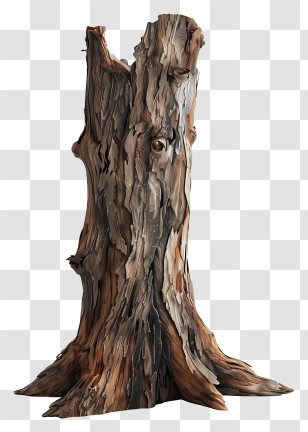 Tree Trunk - Aged Tree Trunk With Detailed Textured Bark Transparent PNG