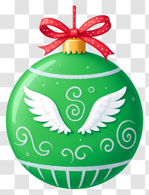 Christmas Ball - Green Ornament With Wings Transparent PNG