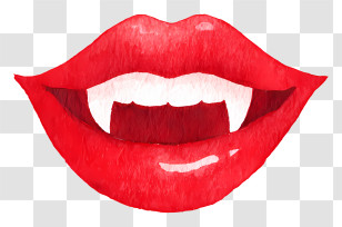Halloween Vampire Lip - Vampire Lips With Fangs Transparent PNG