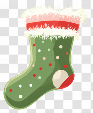 Christmas Socks - Green Christmas Stocking With Festive Trim Transparent PNG