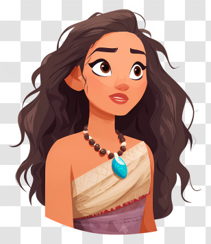 Moana - Animated Young Woman With Turquoise Pendant Transparent PNG