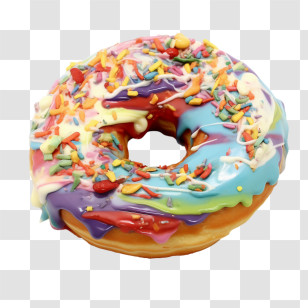 Donut
 - Rainbow Glazed Donut With Sprinkles Transparent PNG