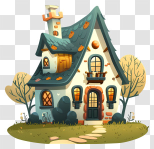 Fantasy House - Charming Storybook Cottage Surrounded By Nature Transparent PNG