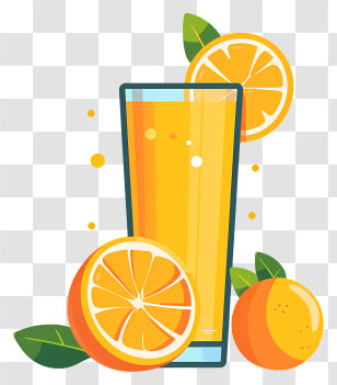 Orange Juice - Glass Of Fresh Orange Juice With Citrus Slices Transparent PNG