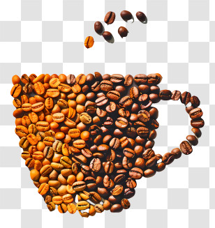 Coffee Beans Cup - Creative Coffee Cup Made Of Beans Transparent PNG