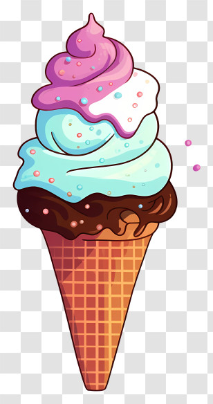 Ice Cream Cone - Colorful Ice Cream Cone Transparent PNG