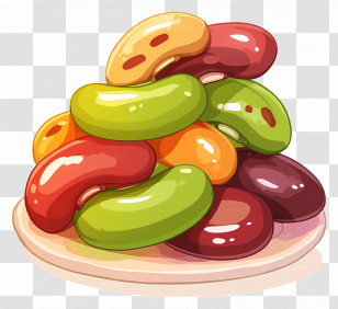 Cartoon Beans - Illustration Of A Pile Of Colorful Jelly Beans Transparent PNG