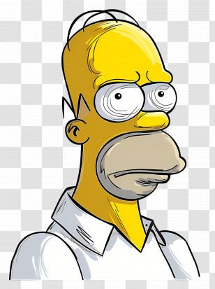 Homer Simpson - Yellow Cartoon Character With White Shirt Transparent PNG