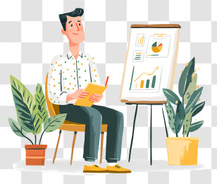 Business Report Presentation - Man Analyzing Business Chart Transparent PNG