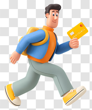 Man Carrying Credit Card - Man Running With Credit Card Transparent PNG