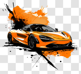 Mclaren 720s - Orange Sports Car Illustration Transparent PNG