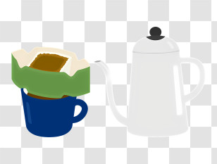 Food - Coffee Dripper And Pot Illustration Transparent PNG