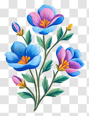 Flowers Icon - Blue And Pink Floral Arrangement Transparent PNG