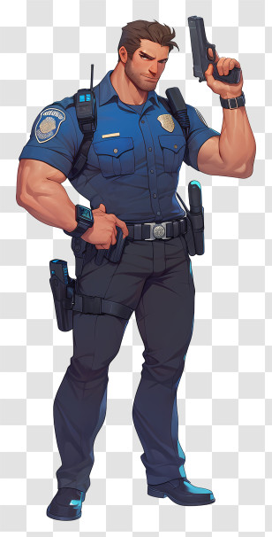 Animated Police - Strong Police Officer Transparent PNG