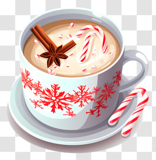Hot Chocolate - Hot Chocolate With Festive Candy Cane Transparent PNG