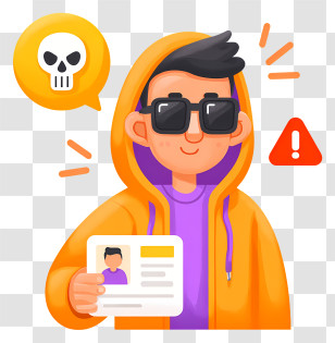 Hacker Emerging From Smartphone - Hooded Character With ID Card Transparent PNG