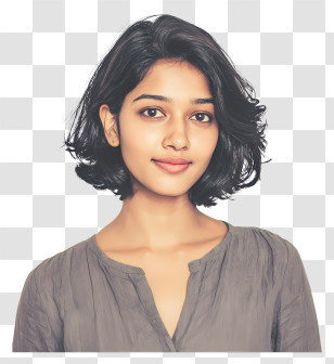 Indian Bengali Woman - Young Woman Portrait With Short Hair Transparent PNG