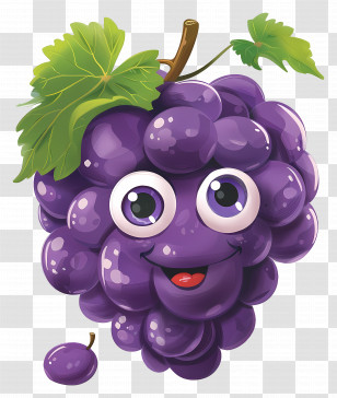 Grapes - Cute Purple Grape Cartoon Character Transparent PNG