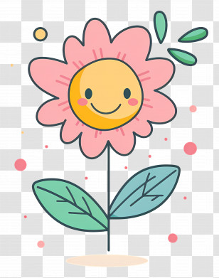 Flower Emoji - Cute Smiling Pink Flower Doodle Art Transparent PNG