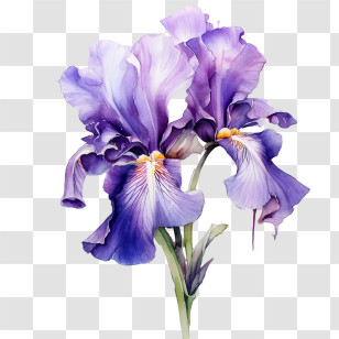 Iris Flower - Illustration Of Purple Iris Flowers Transparent PNG