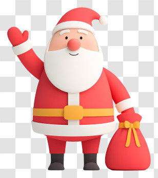 Santa Claus Waving Hand - Cute Santa Claus With Lights Transparent PNG