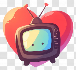 World Television Day - Retro Television Illustration With Heart Symbol Transparent PNG