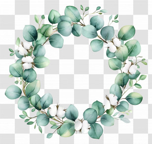 Eucalyptus Wreath - Green Eucalyptus Wreath Design Transparent PNG