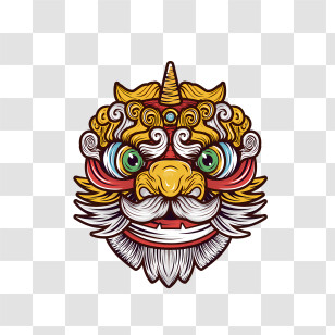 Tiger - Traditional Dragon Head Illustration Transparent PNG