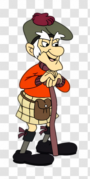 Dingus Mcdoohey - Cartoon Character In Kilt With Cane Transparent PNG