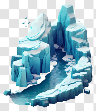 Ice Covered Coastal Cliffs - Icy Blue Glacier Cove Transparent PNG