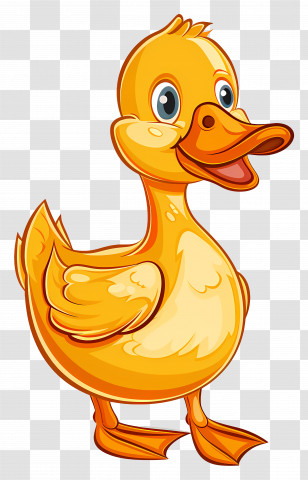 Duck - Cheerful Cartoon Yellow Duck Character Transparent PNG