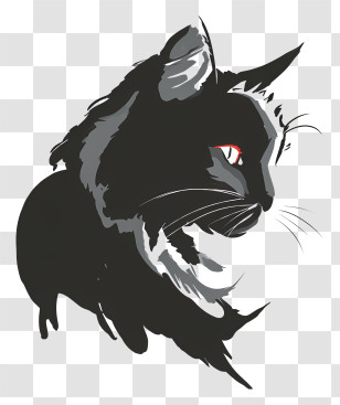 Cat Logo - Black Cat Silhouette With Red Eyes Transparent PNG