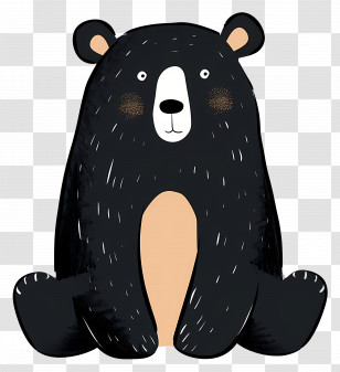 Cartoon Bear - Cartoon Illustration Of A Cute Black Bear Transparent PNG