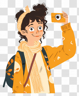 Woman Taking Selfie - Girl Taking A Selfie With Camera Transparent PNG