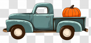 Vintage Truck - Vintage Truck With Pumpkin Illustration Transparent PNG
