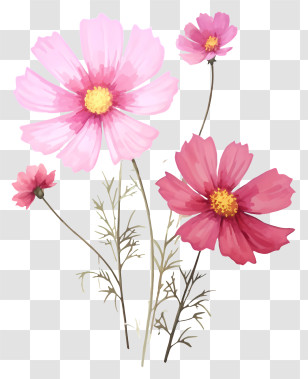 Decorative Paintings - Pink And Red Flowers Illustration Transparent PNG