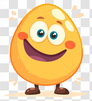 Cartoon Smiling Egg - Smiling Orange Egg Cartoon Character Transparent PNG