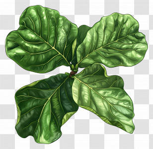 Fiddle Leaf Fig - Green Leaves Illustration Transparent PNG