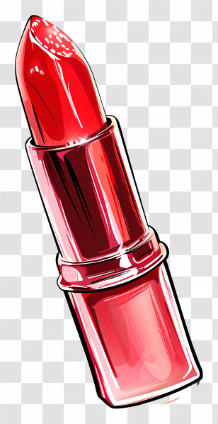 Lipstick - Bright Red Lipstick Illustration Transparent PNG