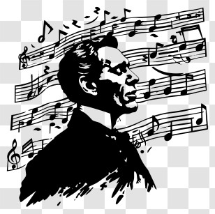 Stephen Foster Memorial Day - Illustration Of Man With Musical Notes Transparent PNG