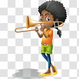 Musical Instrument Royalty-free Child Illustration - Watercolor - Cute Cartoon Children Play Trumpet Transparent PNG