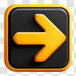Arrow 3d - Yellow Arrow On Black Square Transparent PNG