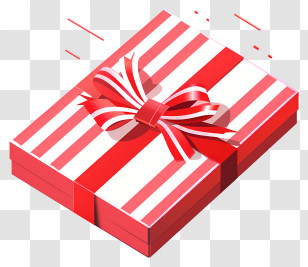 Gift Box - Red Striped Gift Box With Ribbon Transparent PNG