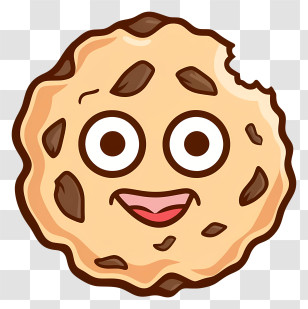 Smiling Chocolate Chip Cookie - Chocolate Chip Cookie Cartoon With A Face Transparent PNG