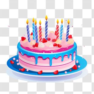 Birthday Cake - Colorful Birthday Cake With Candles Transparent PNG