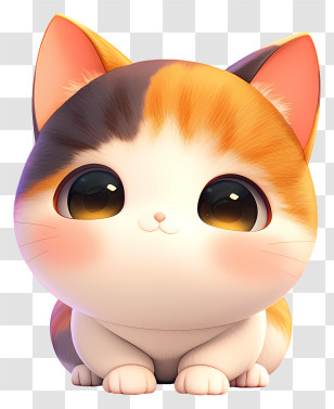 Kawaii Cat - Adorable Chubby Calico Kitten Transparent PNG