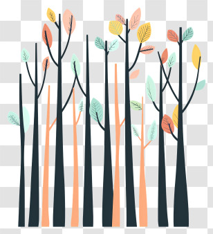 International Day Of Forest - Colorful Trees Illustration Transparent PNG